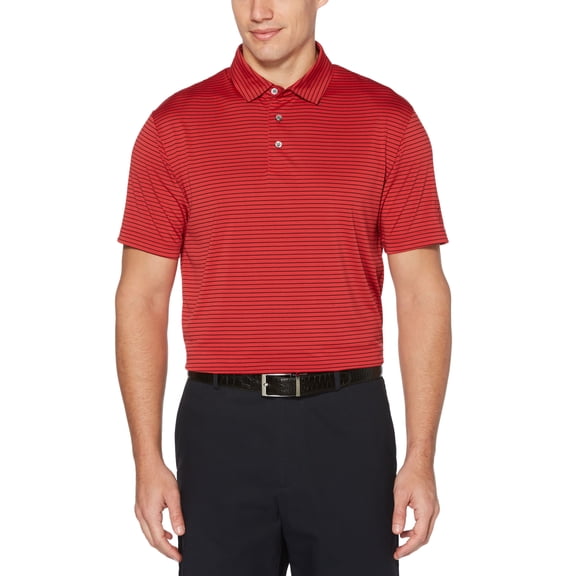 Pga Tour Mens Feeder Stripe Performance Golf Polo Shirt Chili Pepper Red XL