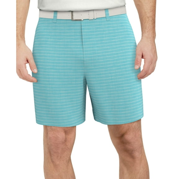 PGA Tour Mens Blue Curacao Striped Golf Shorts 34