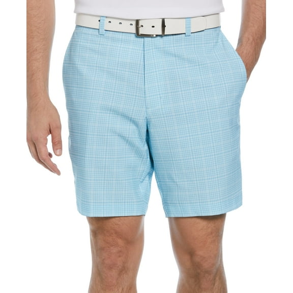 Pga Tour Mens Regular fit Golf Shorts 38 / 8 Inseam Light Blue Check