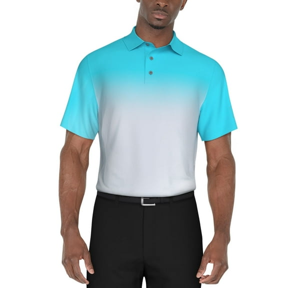 Pga Tour Mens Regular fit Short Sleeve Golf Polo Shirt XXL Blue White Stretch