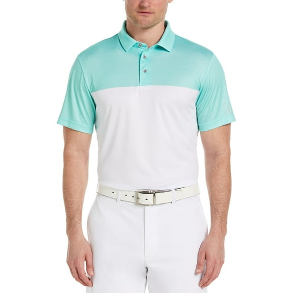 Pga Tour Mens Regular fit Short Sleeve Polo Shirt Medium Green White