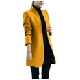 thumbnail image 1 of Pgeraug Coats for Women Womens Artificial Wool Coat Trench Jacket Ladies Warm Long Overcoat Outwear Plus Size Tops for Women Yellow 2Xl, 1 of 4