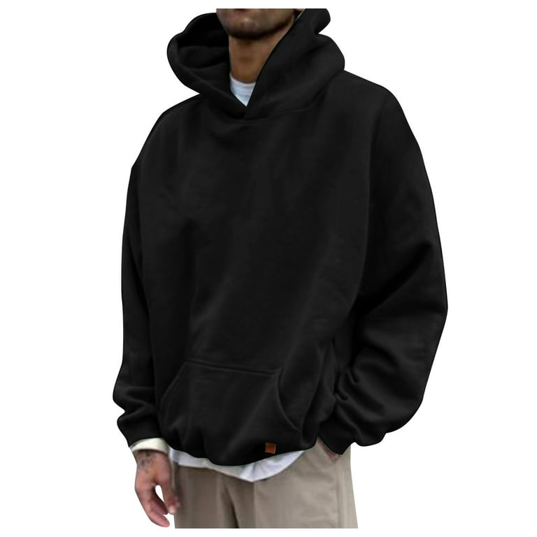 Black Hoodie Men Baggy Pullover Herren Black Washed Baggy