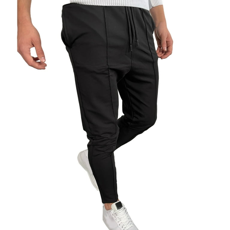 Pgeraug Mens Sweatpants Zipper Thin Sports Breathable No Elasticity  Trousers Pocketss Cargo Pants for Men Black Xl