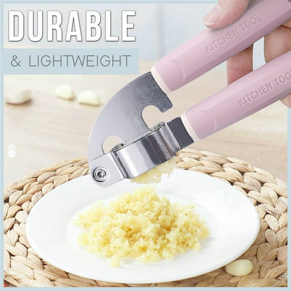 Pgeraug Ornament Stainless steel Home Kitchen Mincer Tool Garlic Press Crusher Squeezer Masher Garlic Peeler Pink