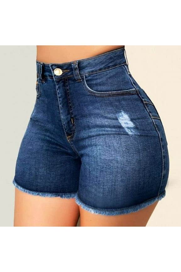 Pants for Women Broken Denim Shorts Ripped Jeans High Waisted Hotpant Slim Fit Pantalones Jeans for Women Dark Blue Xl