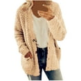 thumbnail image 1 of Pgeraug Winter Coats for Women Women Plus Size Sweater Pockets Outerwear Buttons Cardigan Coat Plus Size Tops for Women Khaki 3Xl, 1 of 9