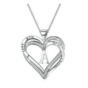 Pgeraug gifts for women Fashion Heart Letter Necklace 26 Letters Love Clavicle Neck Chain Letter Necklace A