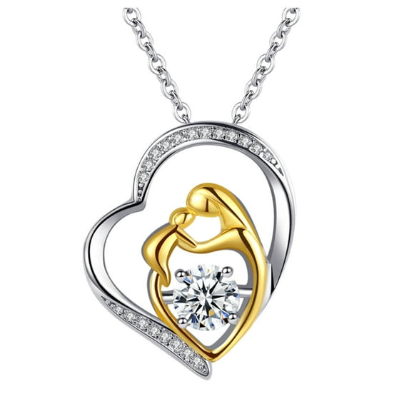 Pgeraug gifts for women Gifts For Mum Sterling Silver Mother Daughter Love Heart Necklace Pendant Necklace Pendant Gold
