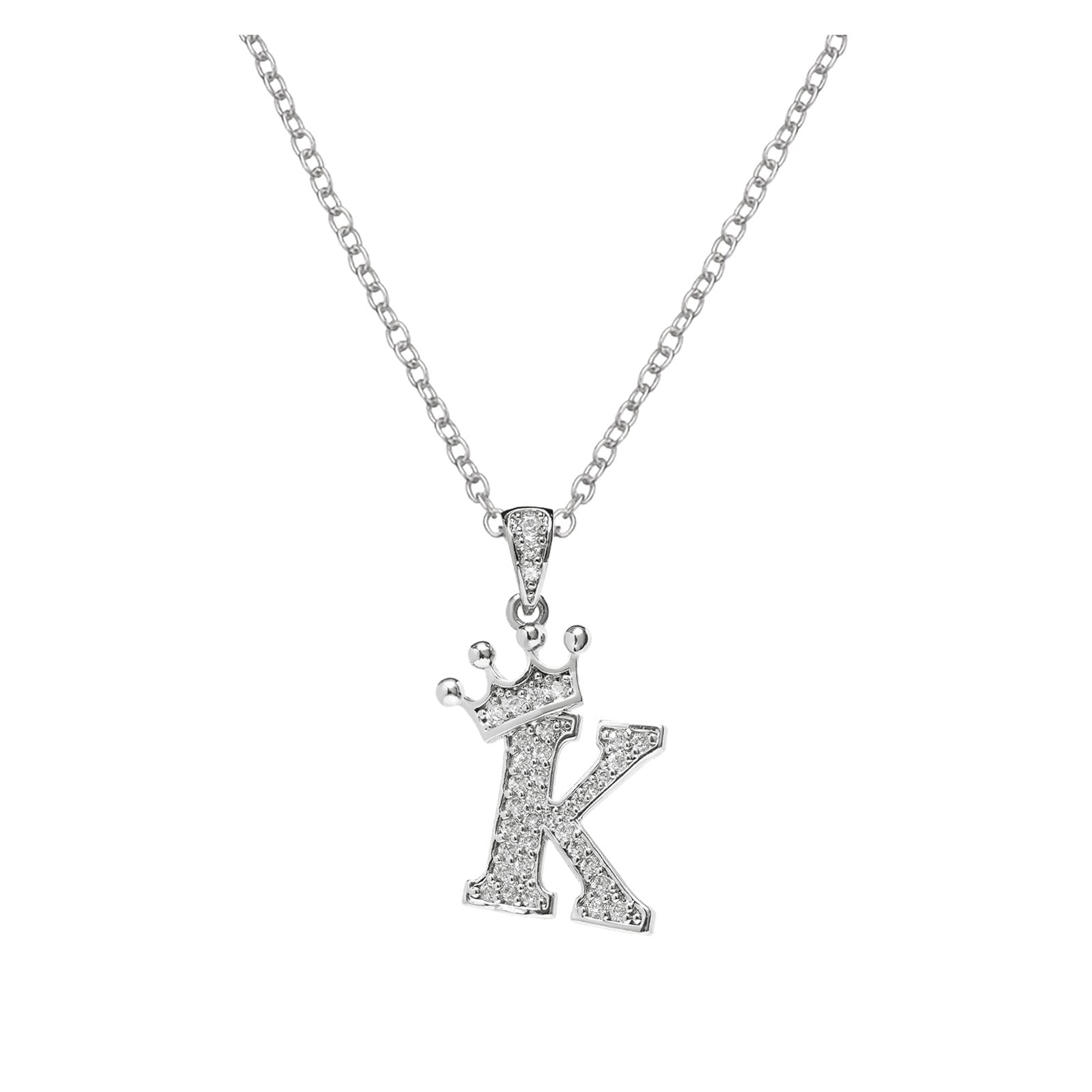 Pgeraug gifts for women 26 English Letters Full Diamond Pendant Necklace For Silver Rhinestone