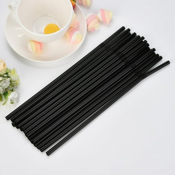 Oxodoi 100pcs Plastic Disposable Drinking Straws - 8.2'' High - Black