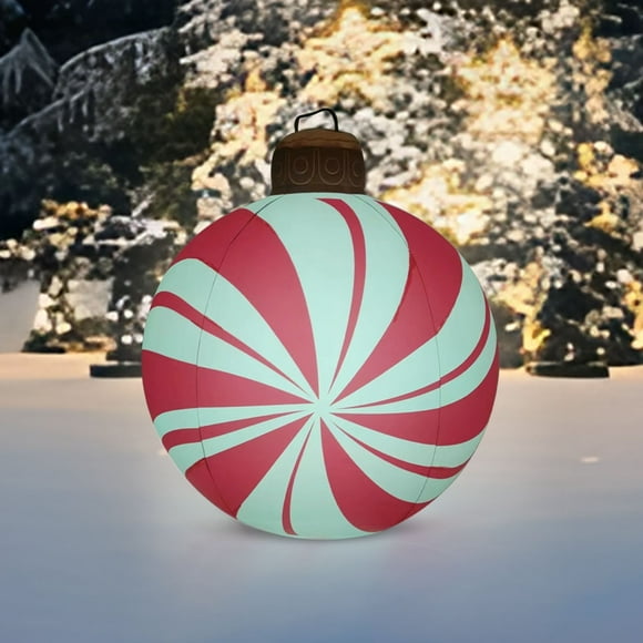 PGYONG 31.6 Inch Christmas Inflatable Balls Giant PVC Inflatable Christmas Ball Ornaments Red and White Striped Dots Inflatable Ball for Xmas Outside Holiday Lawn Porch Decorations