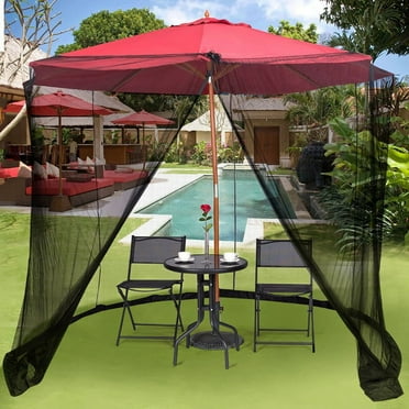 PGYONG 7-11ft Black Patio Umbrella Mosquito Nets,Polyester Mesh,Universal Canopy Umbrella Netting Screen,Fit 7.5 8 9 10FT Outdoor Patio Tables/Cantilever Offset Hanging Market Umbrellas