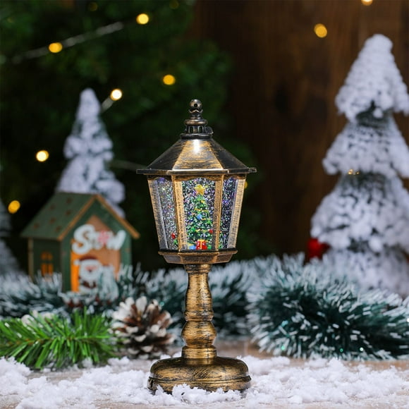 PGYONG Christmas Musical Snow Globe Lantern Water Sequin Glitters Lantern with Christmas Songs USB & Battery Operated Light up Christmas Decoration(Christmas Tree)