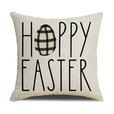 PGYONG Happy Easter Throw Pillow Covers 18x18" Set of 1 Bunny He is Risen Cross Eggs Spring Home Decor for Couch