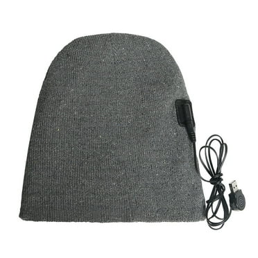 Pgyong Heated Beanie Hat, Unisex Winter USB Heated Hat Thick Running Ski Knitted Beanie for Bikepacking Outdoor Camping (Gray)