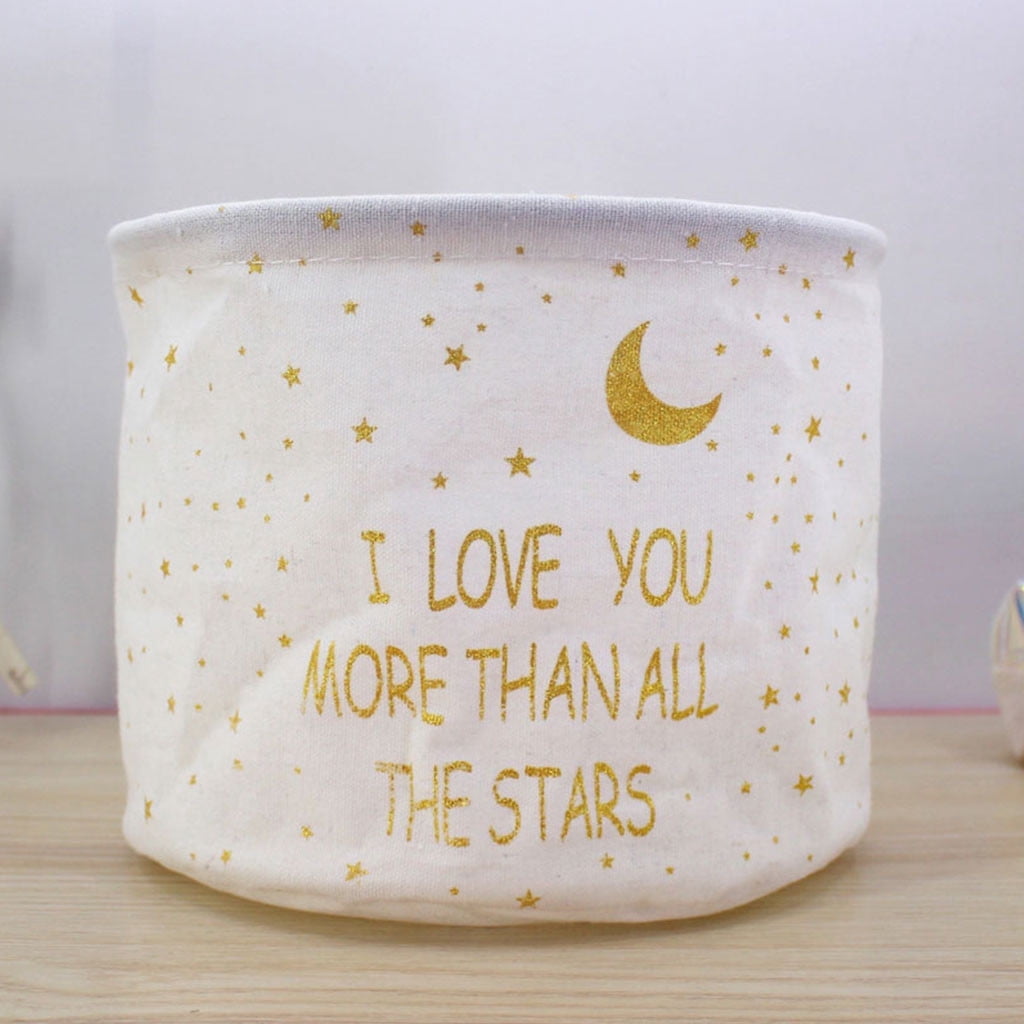 Pgyong Kids Laundry Basket, Cute Collapsible Storage Baskets Baby Nursery Hamper Toys Box for and , Foldable Storage Bin Clothes Organizer Basket for Bedroom (Stars & Moon)