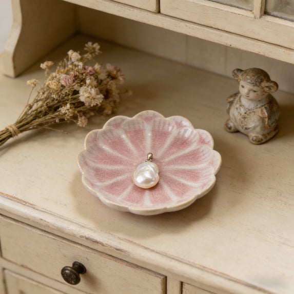 Pgyong Leaf Shape Ceramic Jewelry Tray & Key Bowl - Multi-Use Trinket Dish for Earrings Rings Organizer, Decorative Ring Holder, Kitchen Spoon Rest & Condiment Dish