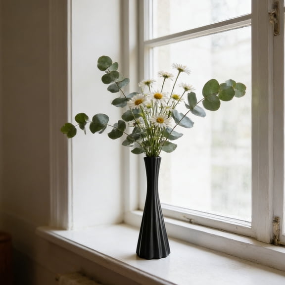 Pgyong Modern Plastic Vase for Dried Flowers Pampas Grass, Slim Tabletop Decor for Office Desk, Coffee Table, Shelves, Home and Room Decor