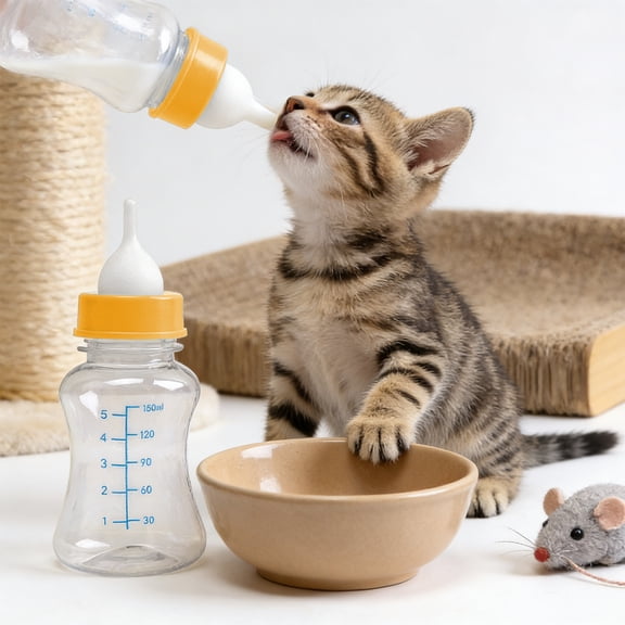 Pgyong Pet Nursing Bottle Kit for Puppies, Kittens, Small Animals | Feeding Set with Multiple Nipples, Hole Puncher & Cleaning Brush | Food-Grade Hand Rearing Care Kit for Newborns