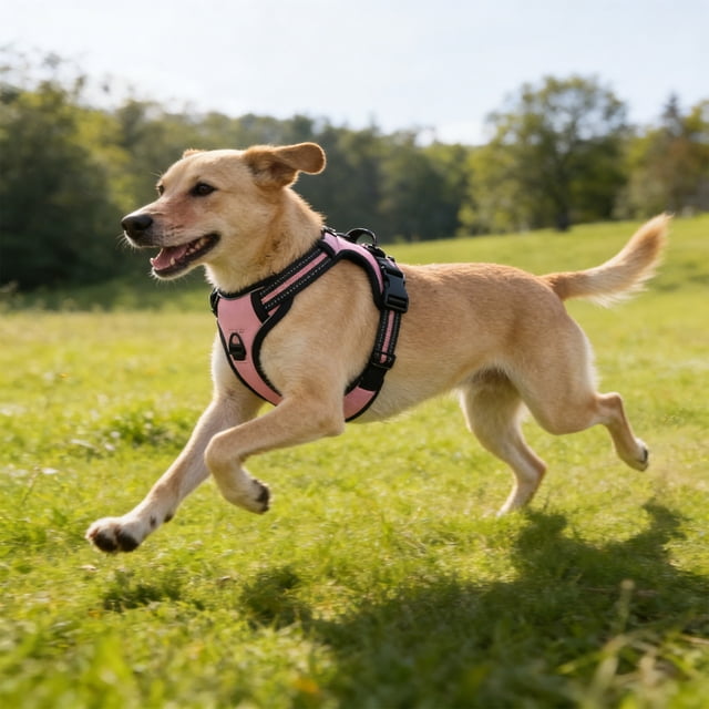 Pgyong Reflective Dog Vest Harness with Handle for Training Walking, No Pull Pet Harness Adjustable Breathable Mesh Control Harness for Medium Large Dogs
