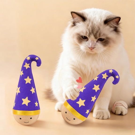 Pgyong Self-Righting Wobbling Cat Toy, Interactive Tumbler with Bell, ABS Food-Grade Plastic Teaser Toy for Indoor Cats, Stimulating Automatic Motion for Play & Exercise