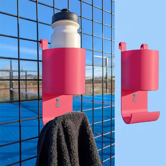 Pgyong Tennis Water Bottle Holder & Towel Rack, Outdoor Sports Gear Organizer with Easy Installation for Court, Gym, Park