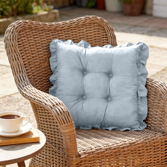 Pgyong Velvet Floor Pillow Chair Cushion with Strap, Thick Pearl Fluff Filled Office Ottoman Mat for Reading, Board Games, Pet Bed, Gift