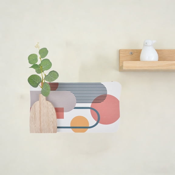 Pgyong Wooden Hanging Wall Decor with Colorful Geometric Print and Artificial Greenery for Home Office Living Room Bedroom Indoor Outdoor Decoration