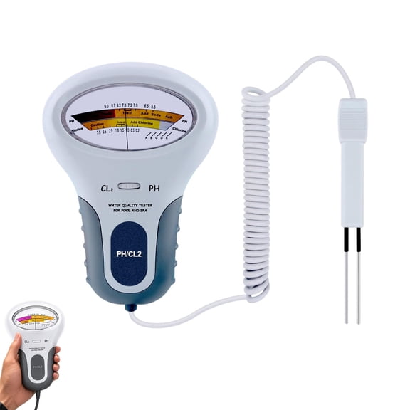 Ph & Chlorine Water Tester For Swimming Pools, Digital Meter For Spa & Hot Tub, pool water For Aquarium & Hydroponics,Grey - 17Cm