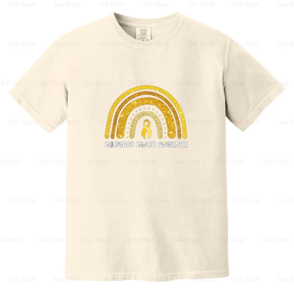 Ph Rainbow Ribbon Childhood Cancer Awareness Costume Funny Gold Support, Comfort Color T-Shirt Unisex, up to 4XL