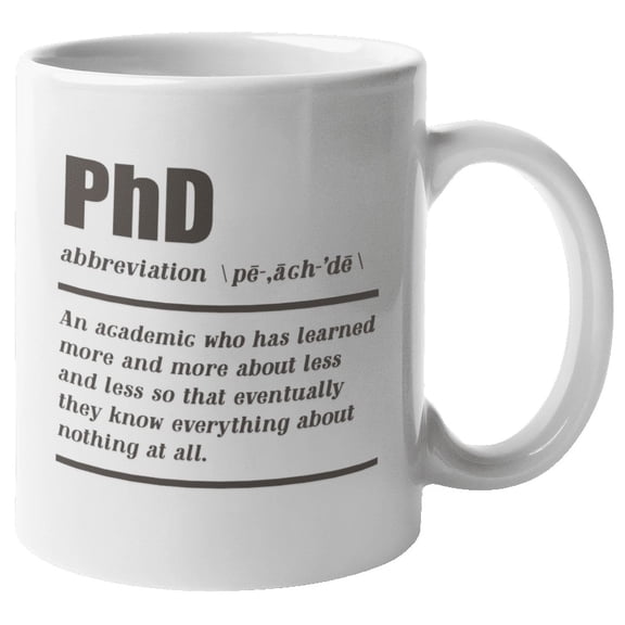 PhD Definition Dictionary Print Coffee & Tea Mug & Decor for PhD Student (11oz)