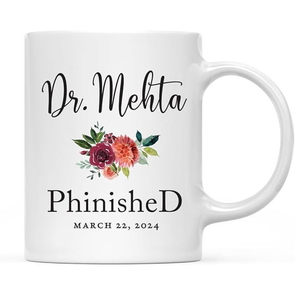 PhD Graduation Coffee Mug Gift, Dr. Phinished, 1-Pack Cups for Graduates Students Class of Doctorate Grad Diploma Class