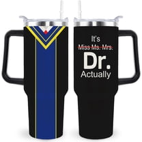 PhD Graduation Gift Tumbler for Doctors, Men & Women - 40oz Insulated Coffee Mug with Handle and Straw - Doctorate Degree Present