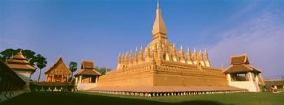 Pha That Luang Temple Vientiane Laos Canvas Art - Panoramic Images (18 x 7)