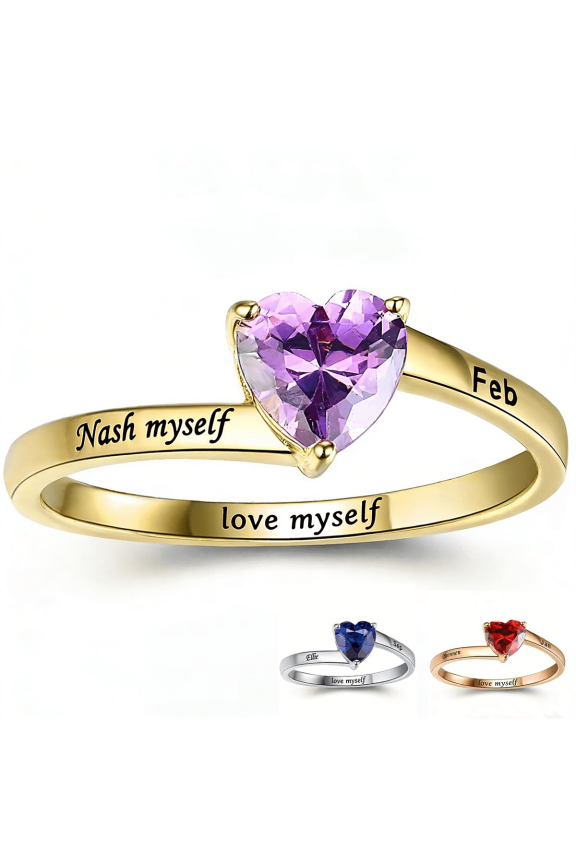 Class Rings for Women High School Personalized Class Rings Cubic Zirconia Birthstone Rings Custom Rings Size 5-13 College Rings for Women