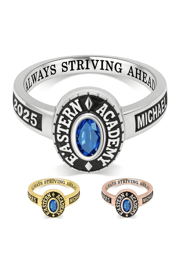 Customized Graduation Class Rings - Sterling Silver/316L Stainless Steel Personalized Birthstone Engraved High School College Jewelry Gifts for Teachers 2026