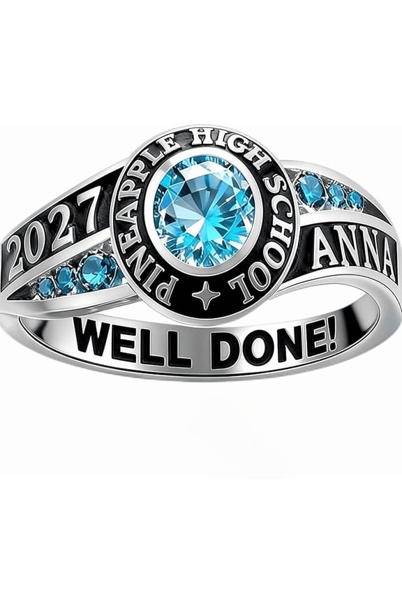 Customized Graduation Class Rings - Sterling Silver/316L Stainless Steel Personalized Birthstone Engraved High School College Jewelry Gifts for Teachers 2026