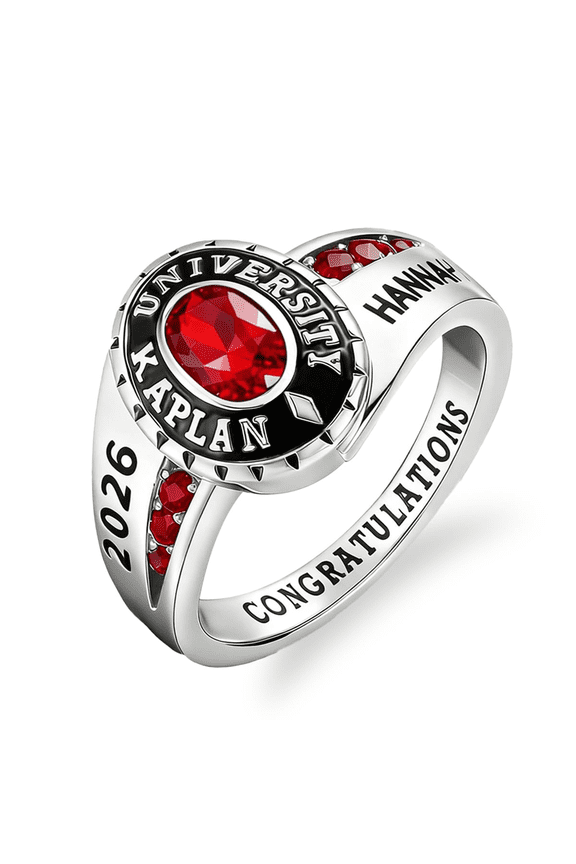 Customized Graduation Class Rings - Sterling Silver Personalized Birthstone Engraved High School College Jewelry Gifts for Men/Women/Teachers 2026