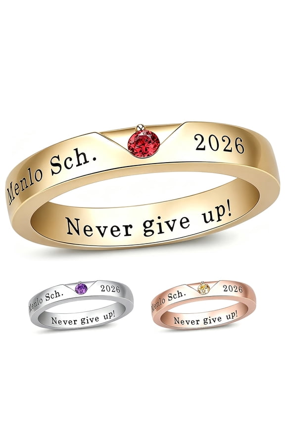 Fully Personalized Class Rings for Women - 12 Birthstone Custom Name Engagement Rings for Women