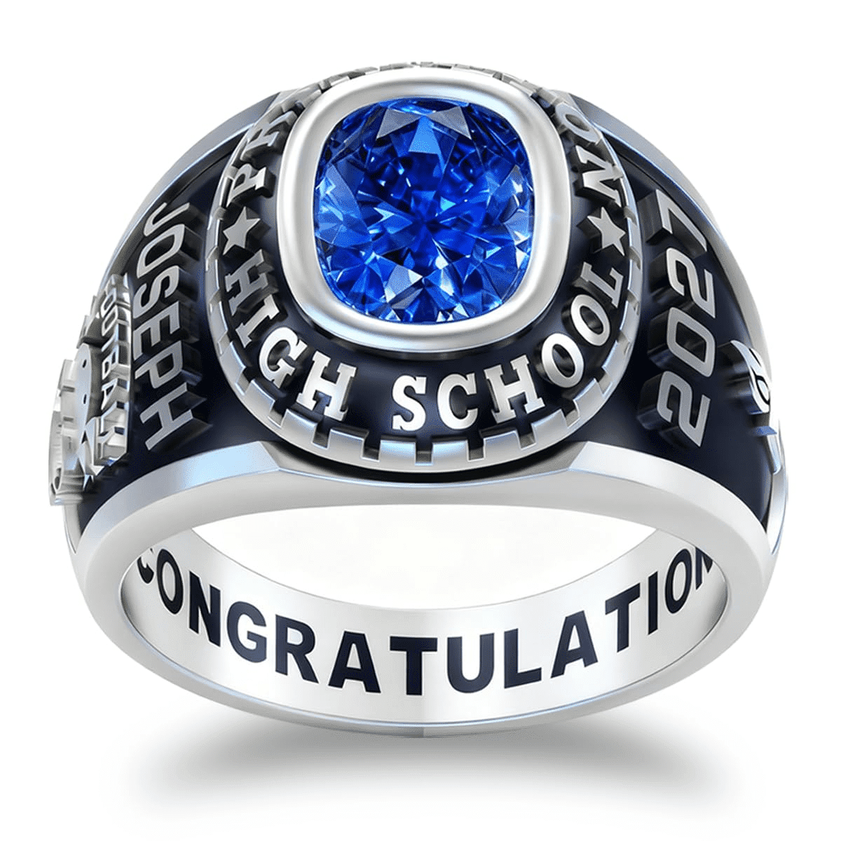 PhaedraOona Men's Class Ring 925 Silver Personalized - Custom Class ...