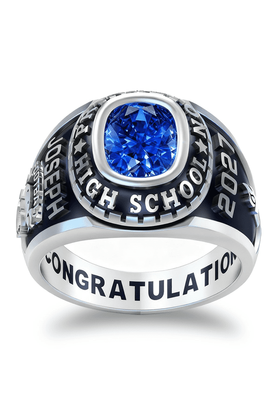 Men's Class Ring 925 Silver Personalized - Custom Class Rings Graduation School Ring Perfect High School Graduation Gift for Men 2026(sliver)