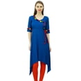 thumbnail image 1 of Phagun Angrakha Style Rayon Womens Tunic Kurta Pom-Pom Designer Kurti Top Indian Clothing, 1 of 7