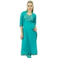 thumbnail image 1 of Phagun Aqua Green Solid Straight Kurti Indian Casual Cotton Women's Clothing-4, 1 of 1