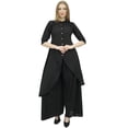 thumbnail image 1 of Phagun Asymmetrical Solid Black Indian Clothing Kurta Kurti With Palazzo Pant-16, 1 of 6