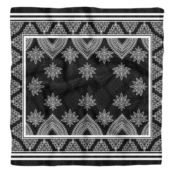 Phagun Black Floral & Paisley Pure Silk Printed&nbsp;Scarf&nbsp;Square Dupatta Head Neck Wrap Bandanas For Women