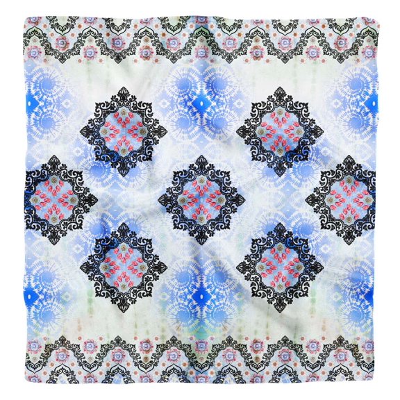 Phagun Blue Tie & Dye Shibori Print Pure Silk Square Scarf Neck Wrap Summer Hair Bandanas For Women