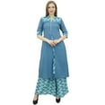 thumbnail image 1 of Phagun Blue Women's A-Line Kurti Kurta Dress Indian Clothing With Palazzo-8, 1 of 6