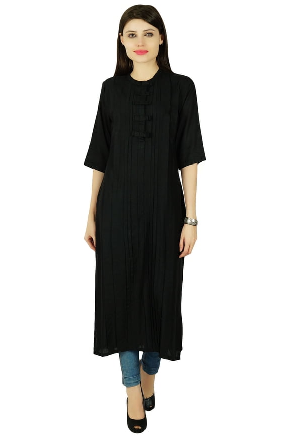 Casual Kurti Women Rayon Ethnic Designer Solid Bollywood Tunic Dress