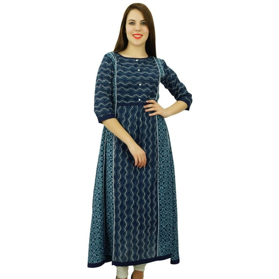 Phagun Cotton Abstract Anarkali Kurti Women Ethnic Tunic Dress Designer Kurta